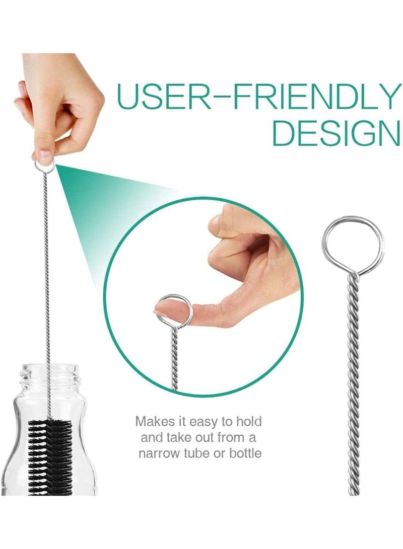 TYCOM Cleaning Brush for Bottle Tube Nozzle Stainless steel multi purpose Nylon Pipe Drinking Straws Cleaning Brush Set for Jewelry Keyboard 10pcs Black. - Image 3